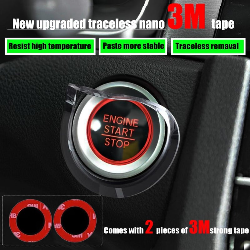 Zerikwon 𝟯𝗠 Tape | Car Joystick Push Start Button Cover, Metal Push to Start Accessories, Car Starter Engine Start Stop Button Cover, Cool Car Accessories Interior Decor Push to Start Button Rocker,Black - Image 3
